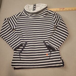 Crewcuts Girls' funnel neck tunic sweatshirt Navy & White Stripes Xs